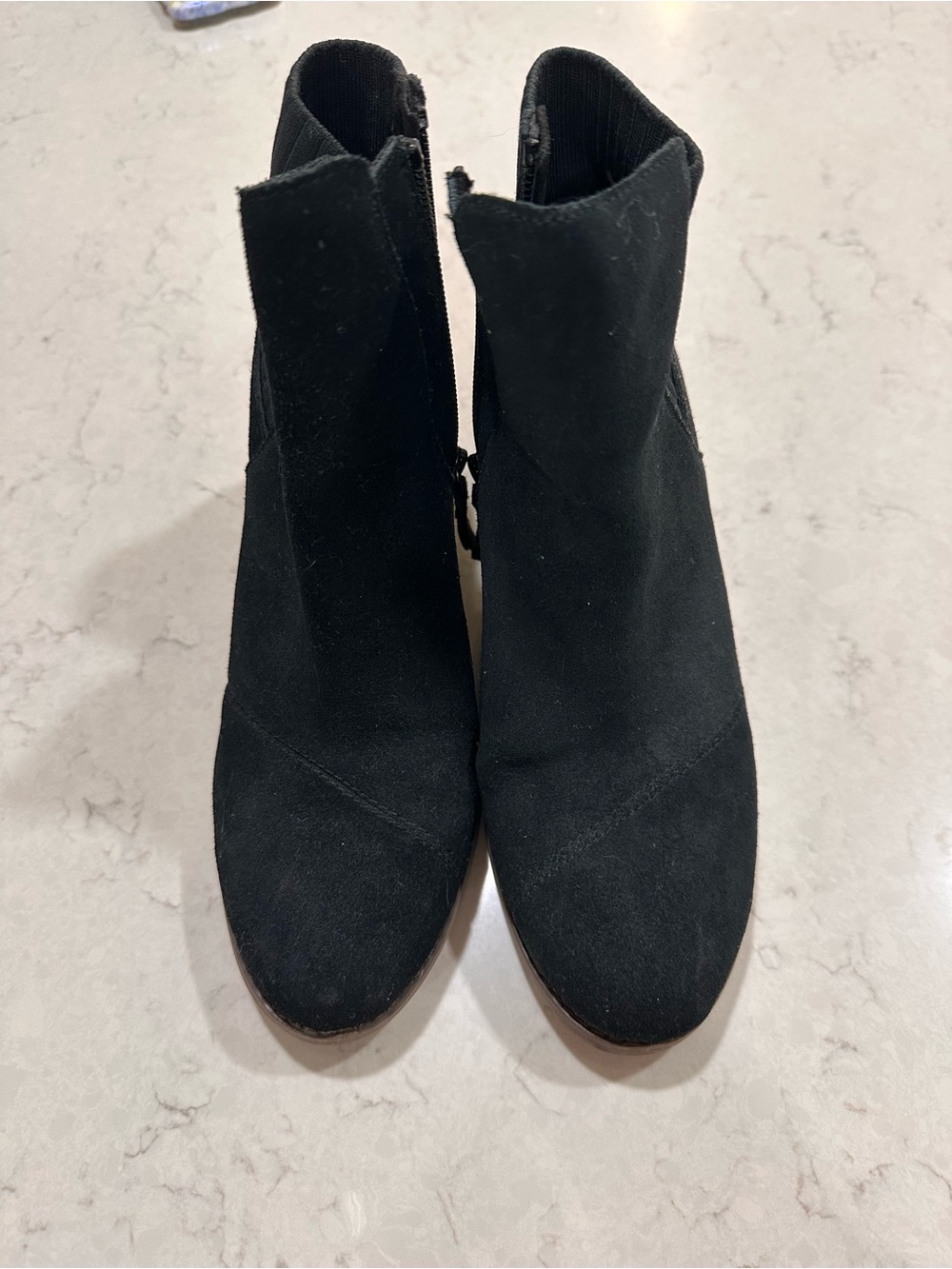 Toms Black Suede Wedge Ankle Booties